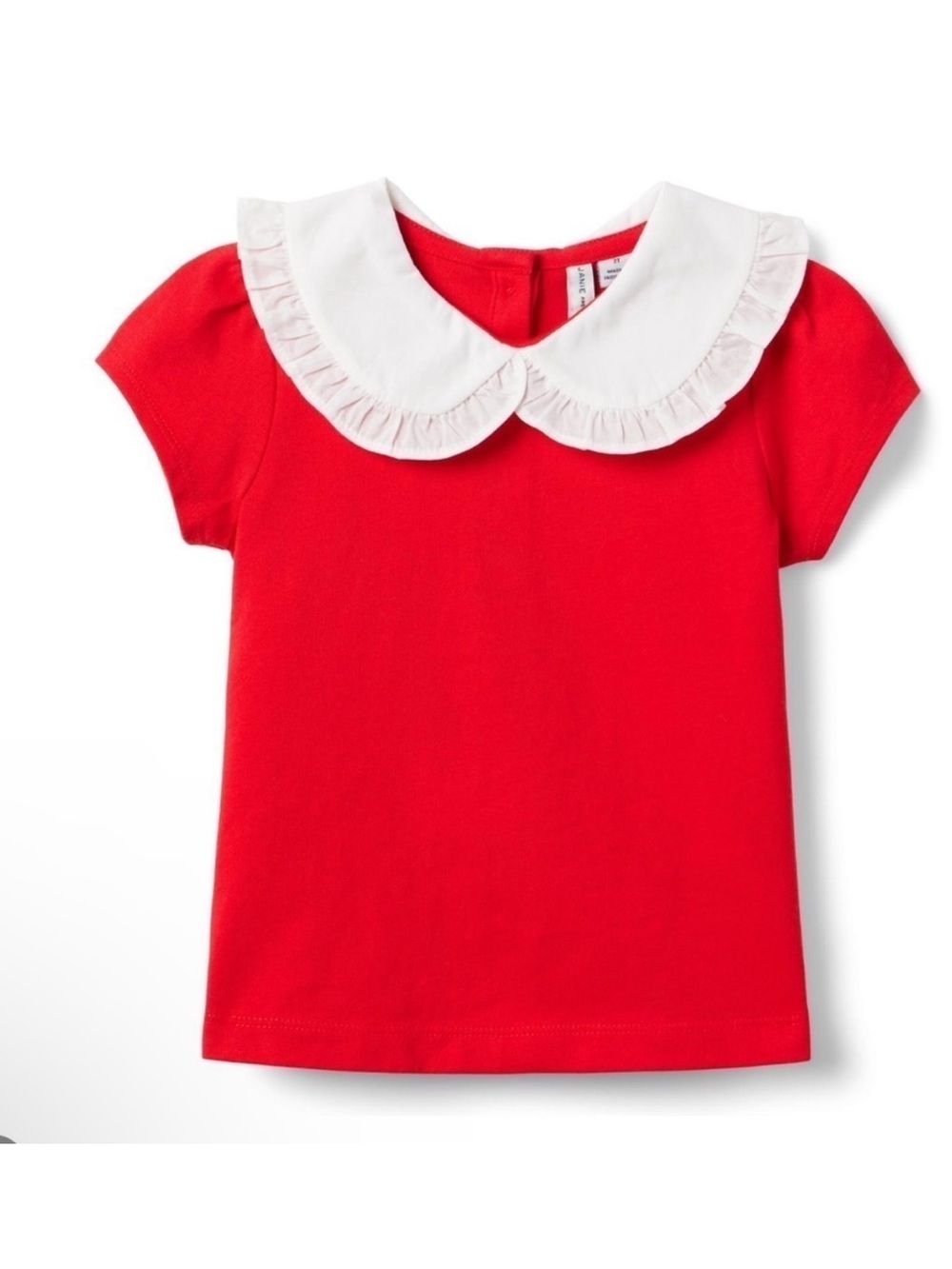 Janie and Jack Red Short-Sleeve Tee with White Ruffle Peter Pan Collar